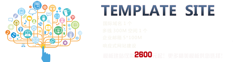 TEMPLATE SITE;國(guó)際域名1個(gè)、多線(xiàn)300M空間1個(gè)、企業(yè)郵箱5*100M、響應(yīng)式網(wǎng)站建設(shè)、模板建站僅需2600元起！更多精美模板供您選擇！